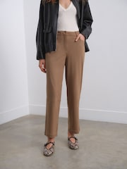 Tan/Brown Faux Suede Barrel Trousers - Image 3 of 8