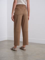 Tan/Brown Faux Suede Barrel Trousers - Image 4 of 8