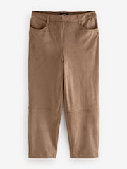 Tan/Brown Faux Suede Barrel Trousers - Image 6 of 8