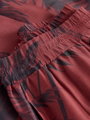 Brown Palm Print Wide Leg Satin Trousers - Image 7 of 8
