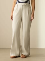 Natural Stay Smart Wide Leg Linen Rich Trousers - Image 2 of 8