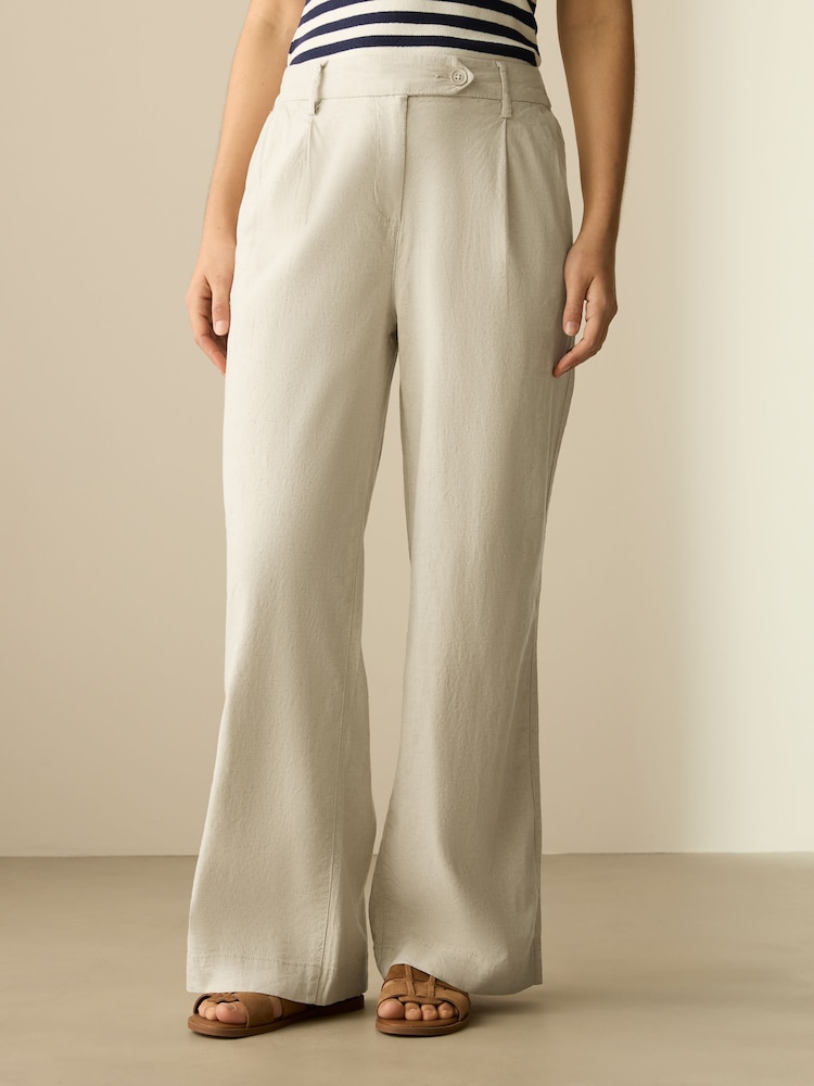 Natural Stay Smart Wide Leg Linen Rich Trousers - Image 2 of 8
