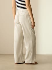Natural Stay Smart Wide Leg Linen Rich Trousers - Image 3 of 8