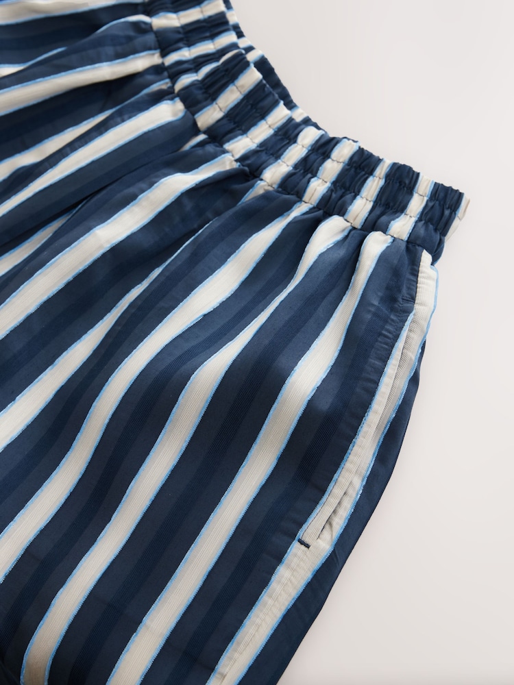 Navy Wide Leg Striped Trousers - Image 7 of 8