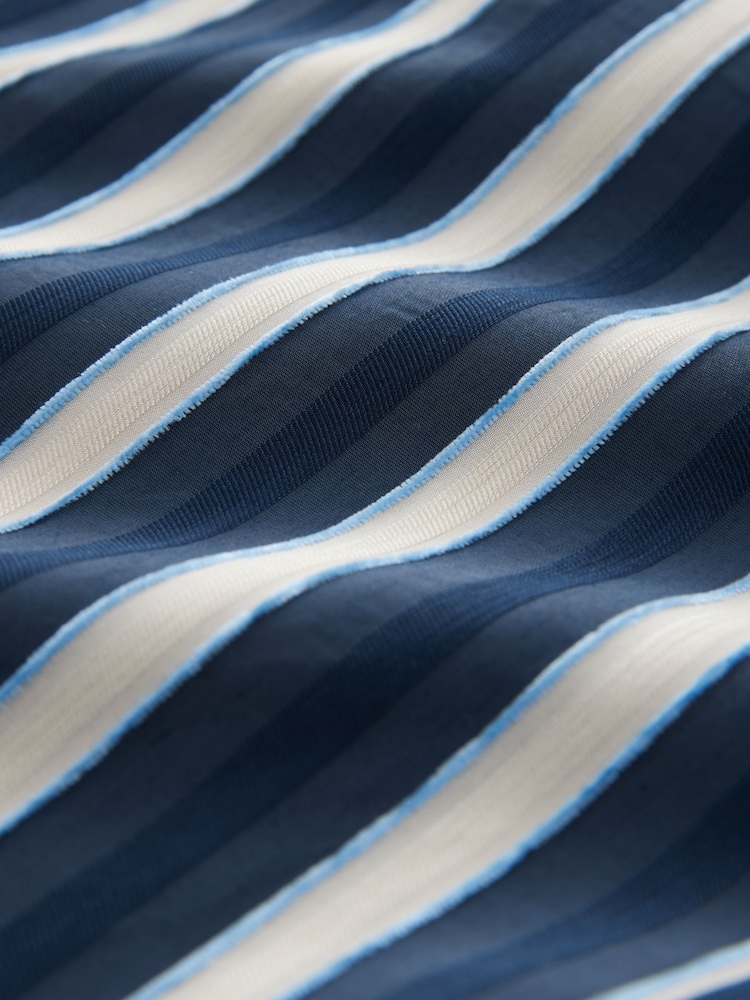 Navy Wide Leg Striped Trousers - Image 8 of 8
