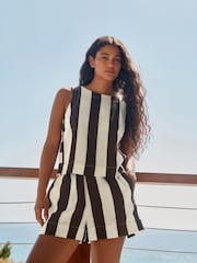 Brown/Cream Stripe Drawstring Shorts - Image 2 of 9