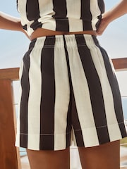 Brown/Cream Stripe Drawstring Shorts - Image 4 of 9