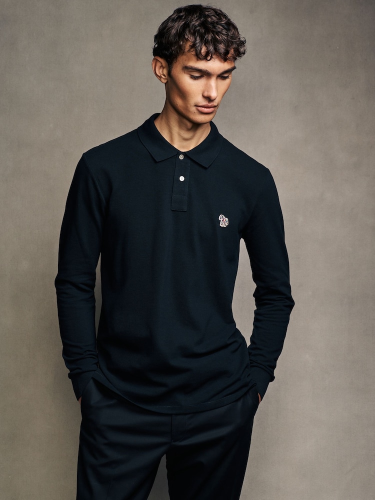 PS Paul Smith Zebra Logo Long Sleeve Polo Shirt - Image 1 of 6