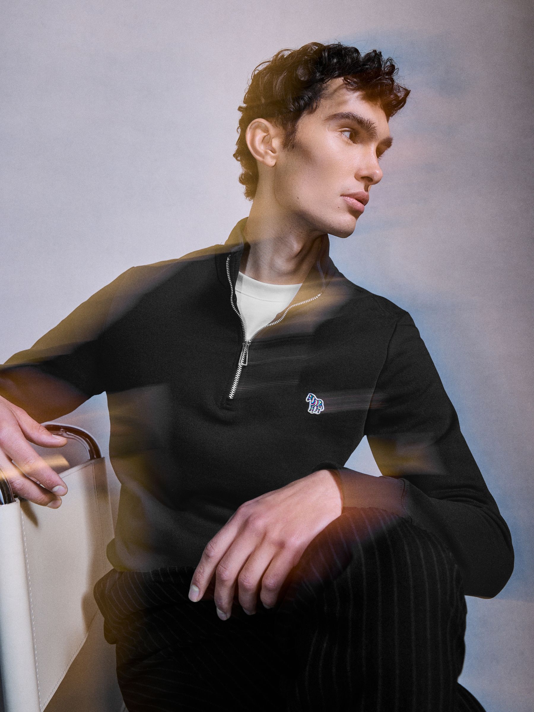Buy PS Paul Smith Black Cotton Quarter Zip Sweatshirt from Next USA