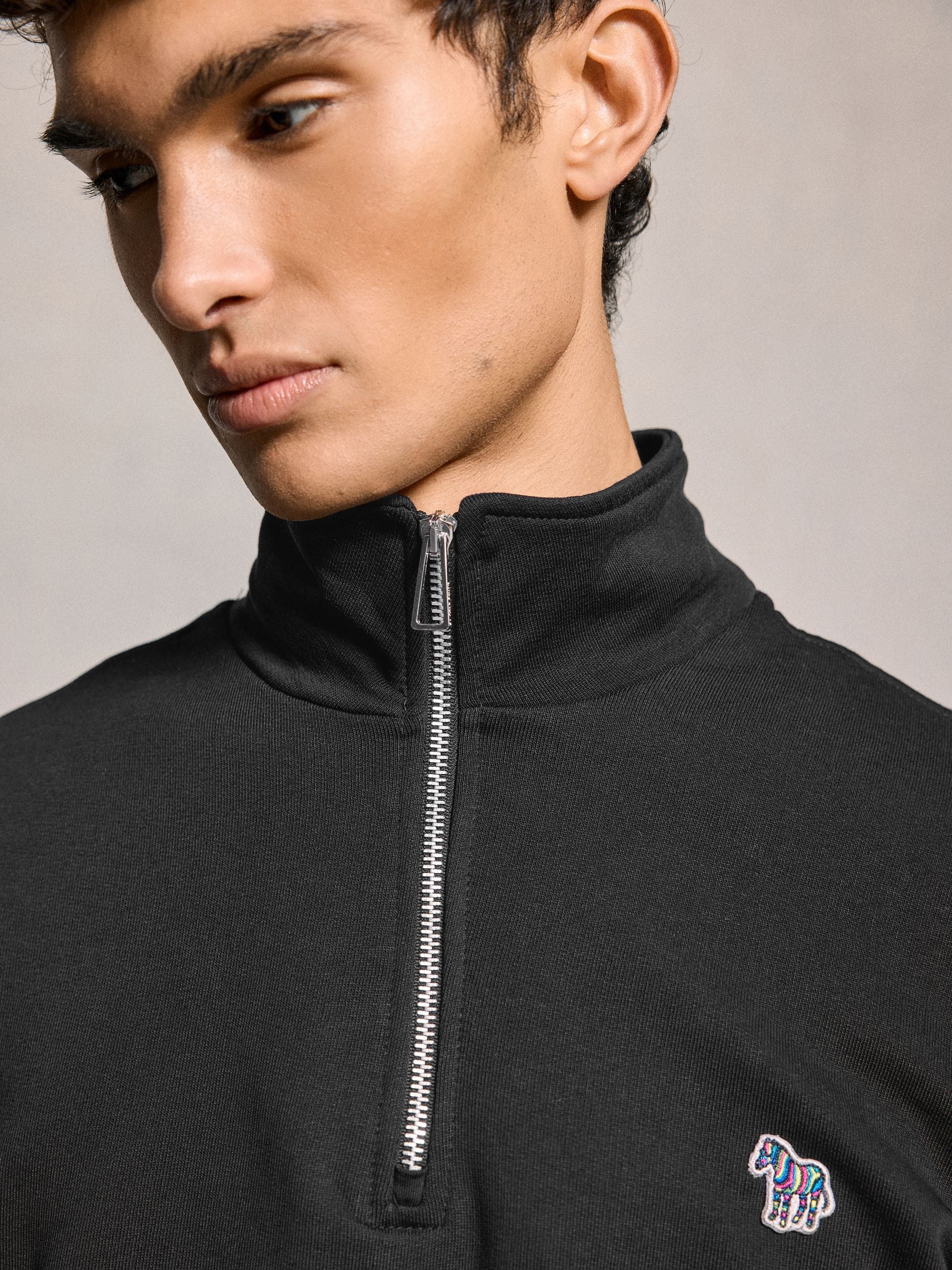 Buy PS Paul Smith Black Cotton Quarter Zip Sweatshirt from Next USA