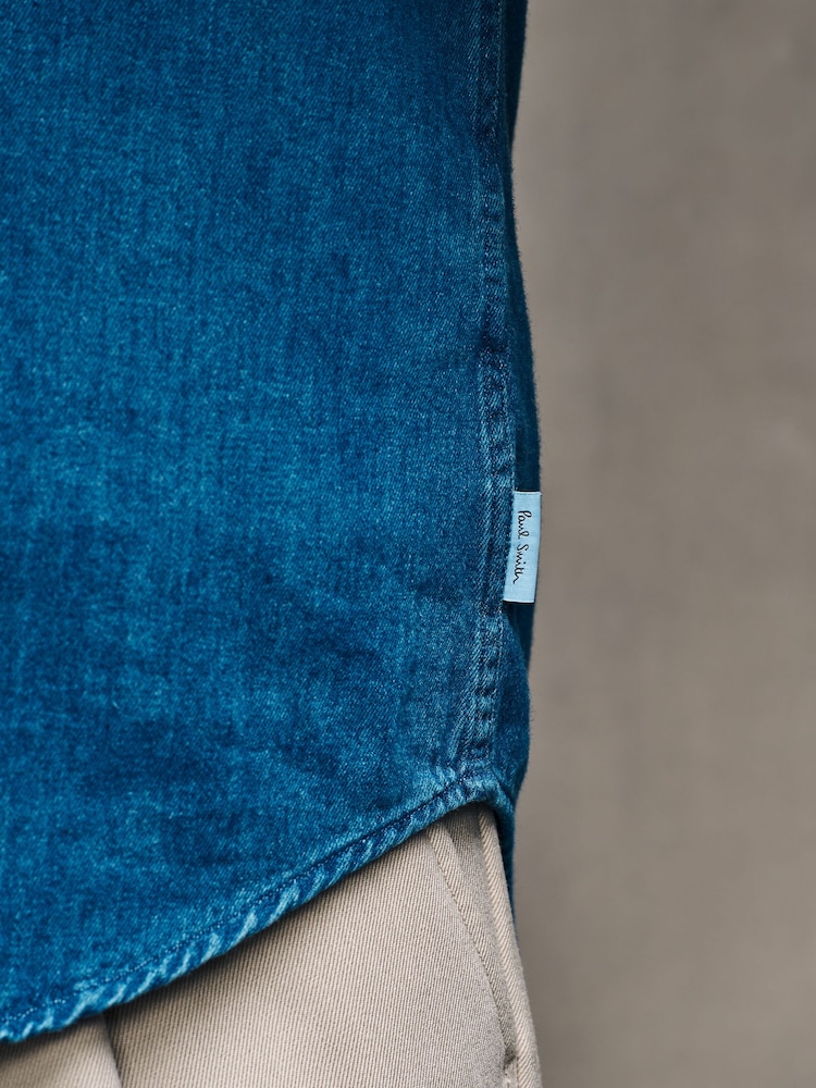 PS Paul Smith Blue Mid Wash Denim Shirt - Image 6 of 6 PS Paul Smith Blue Mid Wash Denim Shirt - Image 6 of 6