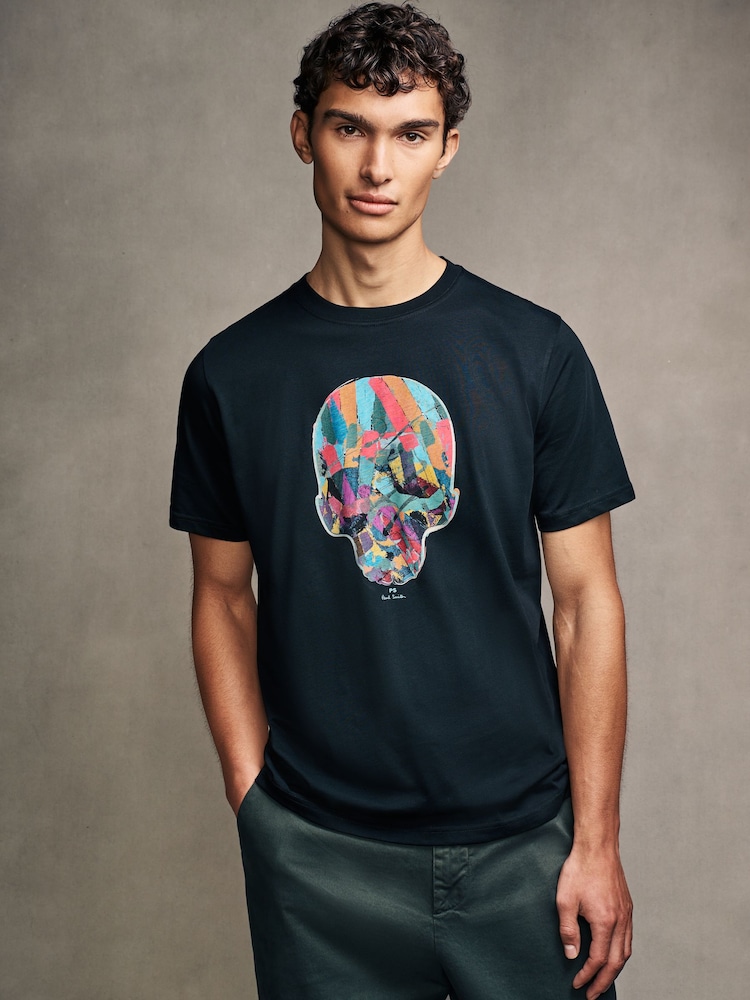 PS Paul Smith 100% Cotton Multi Skull Graphic Print Black T-Shirt - Image 1 of 5