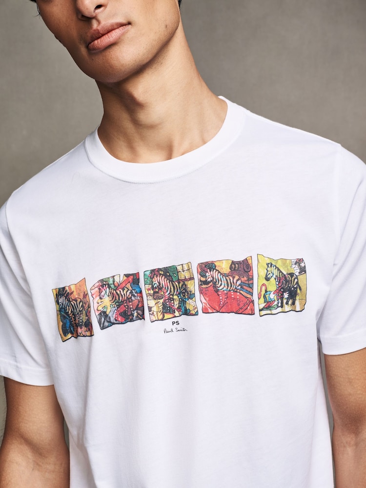 PS Paul Smith Graphic Line Up White T-Shirt - Image 5 of 5 PS Paul Smith Graphic Line Up White T-Shirt - Image 5 of 5