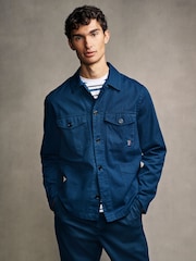 PS Paul Smith Navy Twill Work Zebra Print Logo Shacket - Image 1 of 7