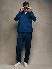 PS Paul Smith Navy Twill Work Zebra Print Logo Shacket - Image 3 of 7