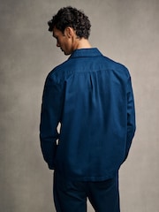 PS Paul Smith Navy Twill Work Zebra Print Logo Shacket - Image 4 of 7