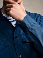 PS Paul Smith Navy Twill Work Zebra Print Logo Shacket - Image 5 of 7