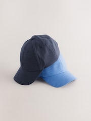 Blue/Navy Baseball 100% Cotton Caps 2 Pack (3mths-16yrs) - Image 1 of 3