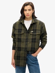 Superdry Green Borg Check Overshirt - Image 1 of 6