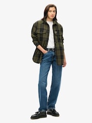 Superdry Green Borg Check Overshirt - Image 2 of 6