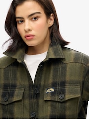 Superdry Green Borg Check Overshirt - Image 3 of 6