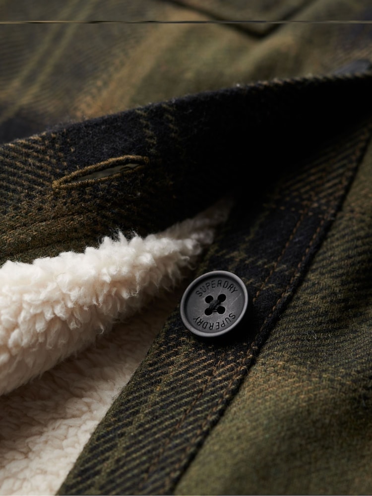 Superdry Green Borg Check Overshirt - Image 6 of 6