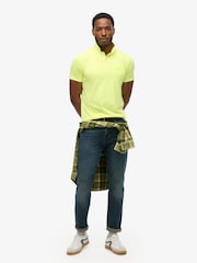 Superdry Yellow Essential Logo Neon Jersey 100% Cotton Polo Shirt - Image 2 of 6
