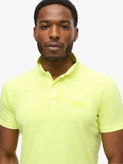Superdry Yellow Essential Logo Neon Jersey 100% Cotton Polo Shirt - Image 3 of 6