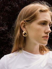 CompletedWorks Gold Tone Scrunch Earrings - Image 2 of 3