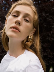 CompletedWorks Gold Tone Scrunch Earrings - Image 3 of 3
