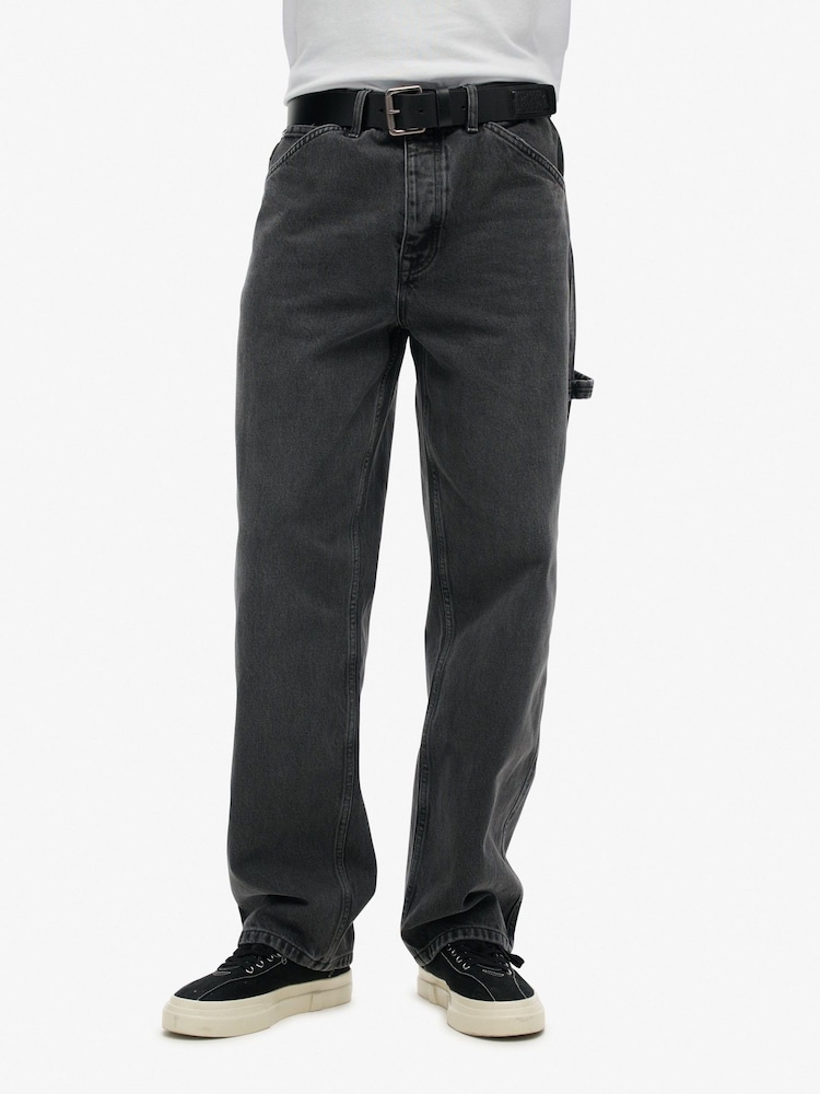 Superdry Black 100% Organic Cotton Carpenter Jeans - Image 2 of 2 Superdry Black 100% Organic Cotton Carpenter Jeans - Image 2 of 2