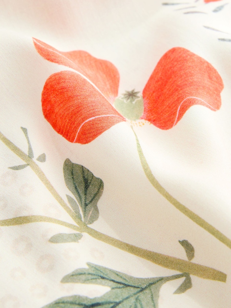 Kew Collection blanc & violet à fleurs - Robe longue à manches évasées à col en V nouée à la taille - Image 6 of 7
