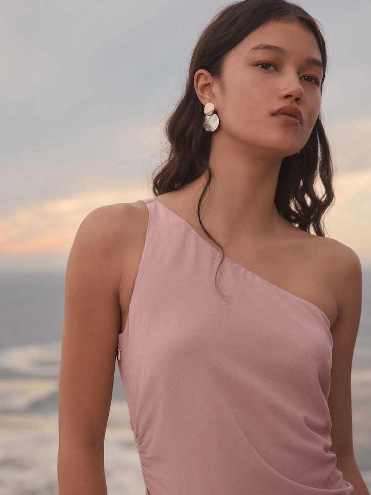 sachin and babi light blue dress Dresses | Luxe Dusty Pink One Shoulder Party Formal Evening Prom Satin  Wedding Dress main image 0
