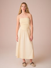 Buttermilk Yellow Bandeau Jersey Woven Mix Midi Dress - Image 1 of 6