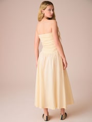 Buttermilk Yellow Bandeau Jersey Woven Mix Midi Dress - Image 2 of 6