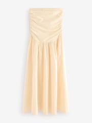 Buttermilk Yellow Bandeau Jersey Woven Mix Midi Dress - Image 5 of 6