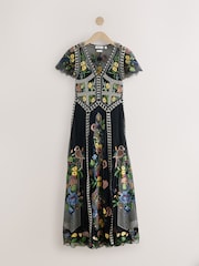 Black Premium Embroidered Occasion Maxi Dress - Image 2 of 4