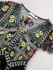 Black Premium Embroidered Occasion Maxi Dress - Image 3 of 4
