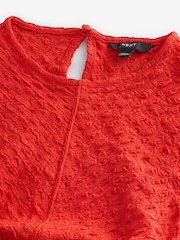 Bright Orange Sleeveless Textured Ruched Maxi Dress - Image 6 of 8