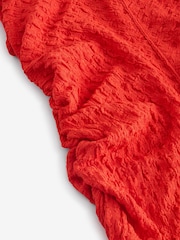 Bright Orange Sleeveless Textured Ruched Maxi Dress - Image 7 of 8