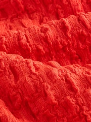 Bright Orange Sleeveless Textured Ruched Maxi Dress - Image 8 of 8