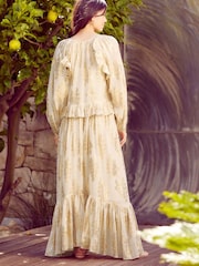 Gold N. Premium Long Sleeve Ruffle Tie Front Maxi Dress - Image 2 of 10
