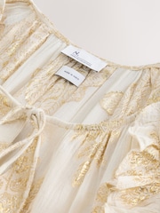 Gold N. Premium Long Sleeve Ruffle Tie Front Maxi Dress - Image 7 of 10