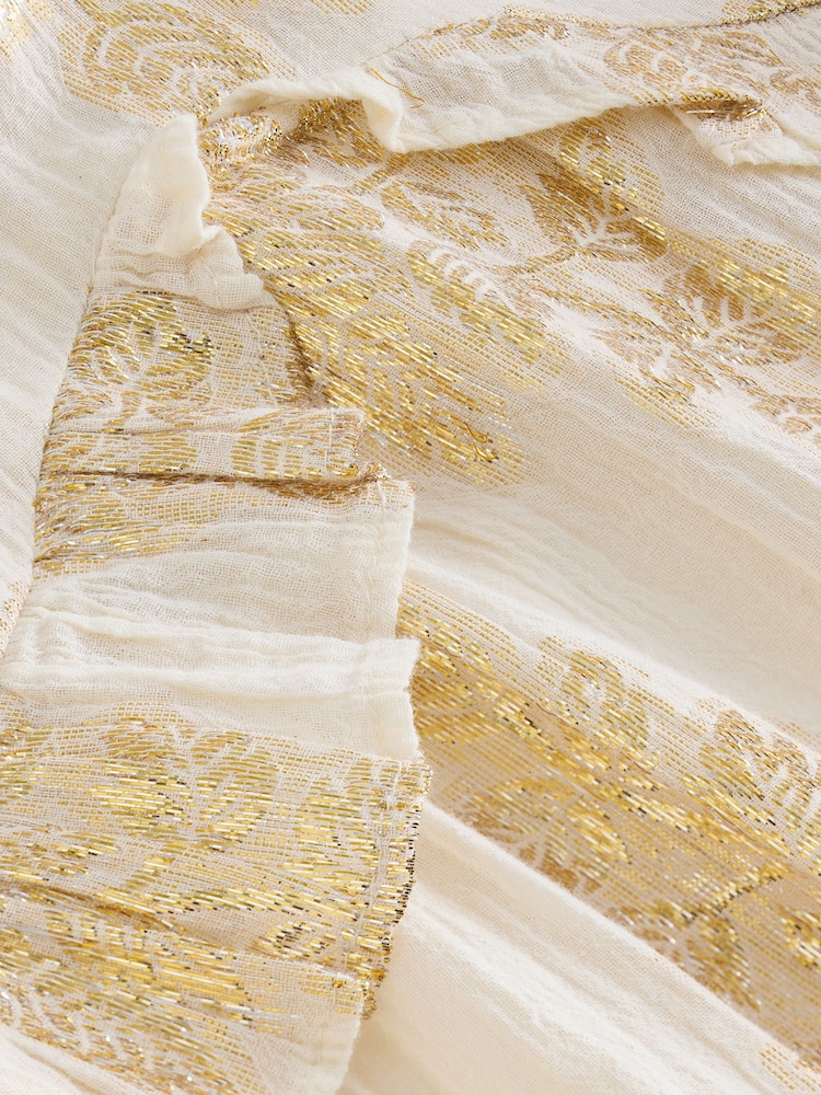 Gold N. Premium Long Sleeve Ruffle Tie Front Maxi Dress - Image 9 of 10