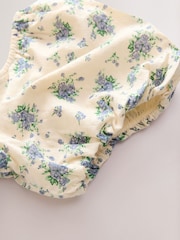 Cream/Ecru Ditsy Floral 100% Cotton Puff Sleeve Milkmaid Mini Dress - Image 8 of 8