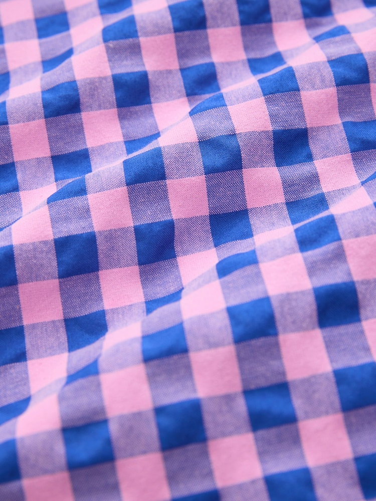 Blue/Pink Gingham Puff Sleeve Square Neck Maxi Dress - Image 6 of 6