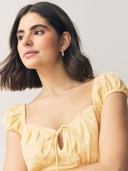 Buttermilk Yellow Puff Sleeve Midi Dress - Image 3 of 7
