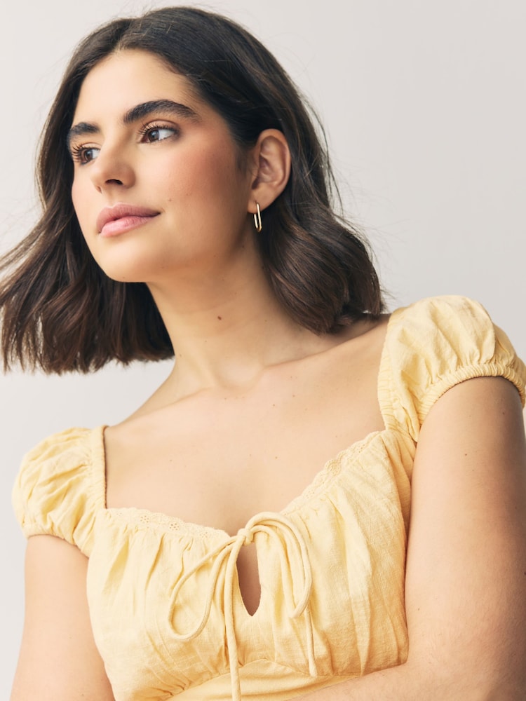 Buttermilk Yellow Puff Sleeve Midi Dress - Image 3 of 7
