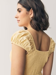 Buttermilk Yellow Puff Sleeve Midi Dress - Image 4 of 7