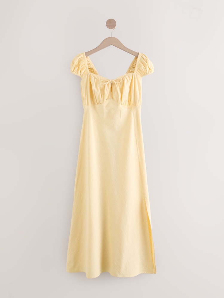 Buttermilk Yellow Puff Sleeve Midi Dress - Image 5 of 7